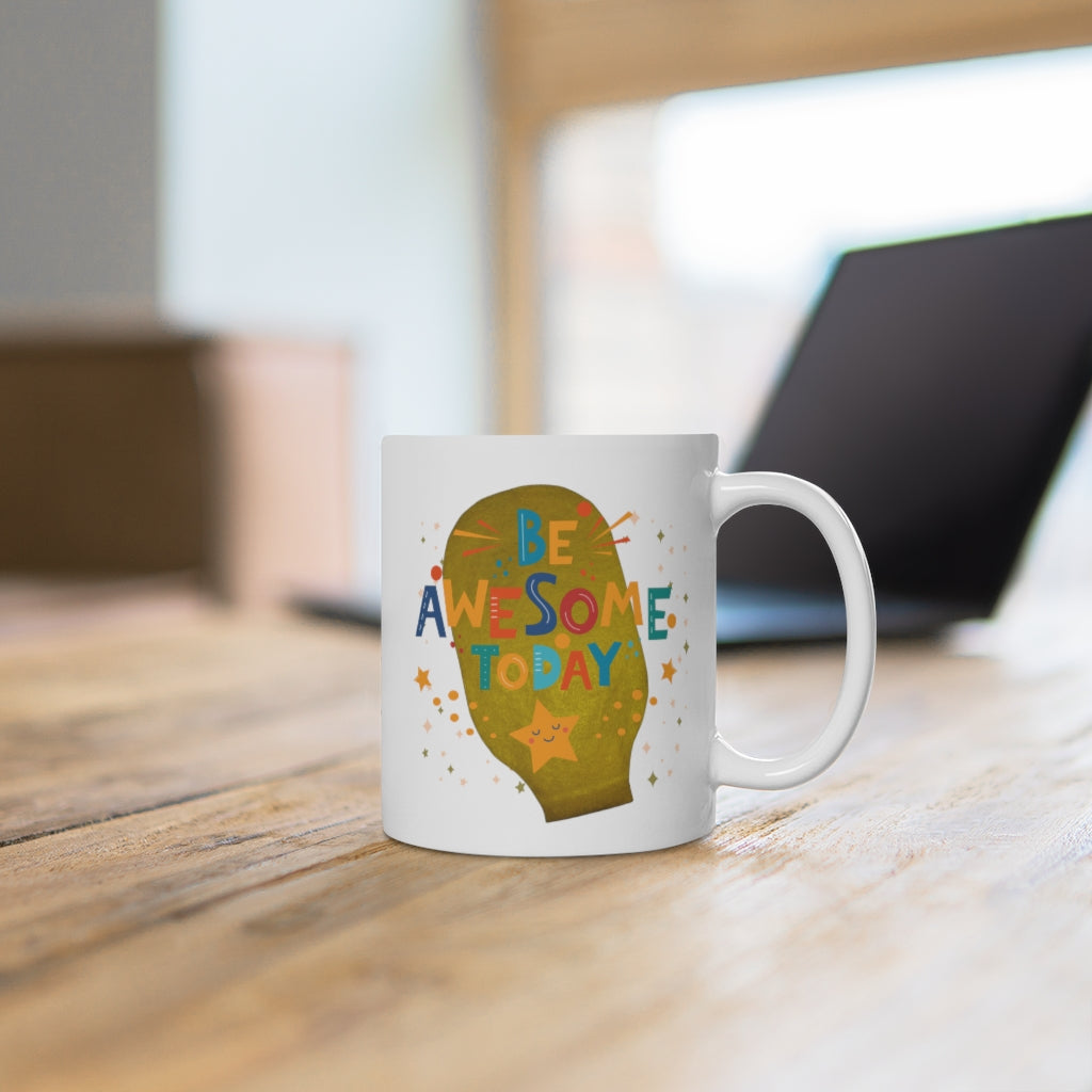 AWESOME DAY White Ceramic Mug