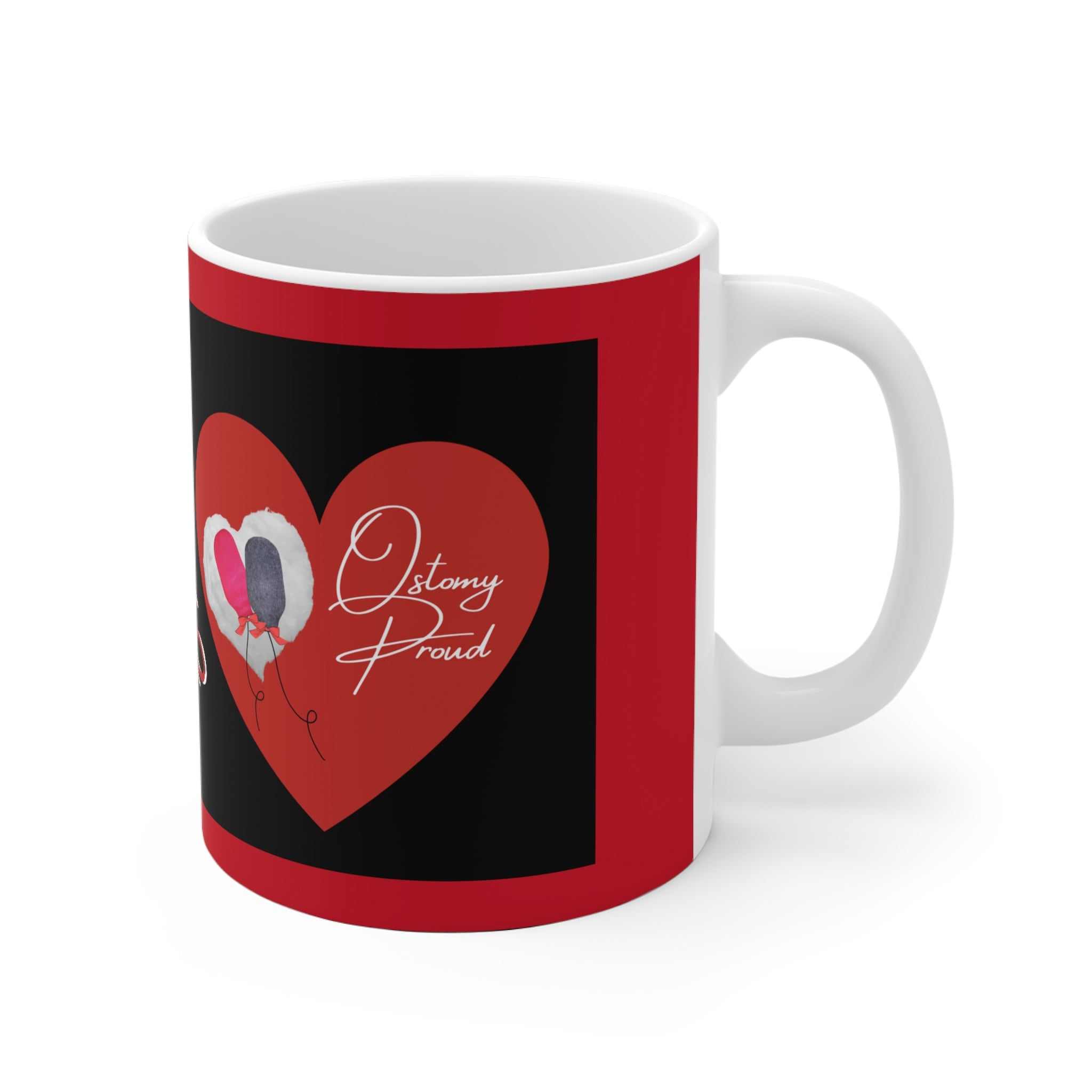 OSTOMY PROUD White Ceramic Mug (valentines)