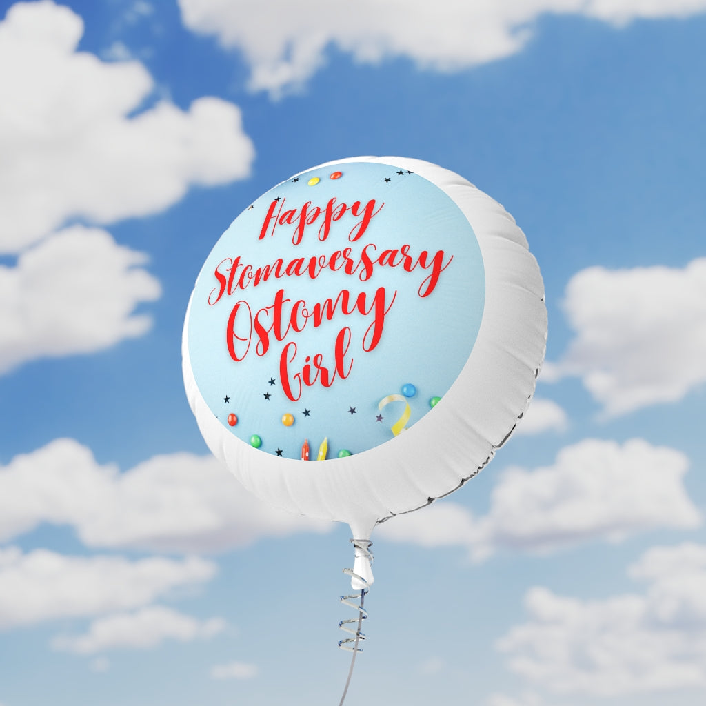 HAPPY STOMAVERSARY OSTOMY GIRL Mylar Helium Balloon (red)