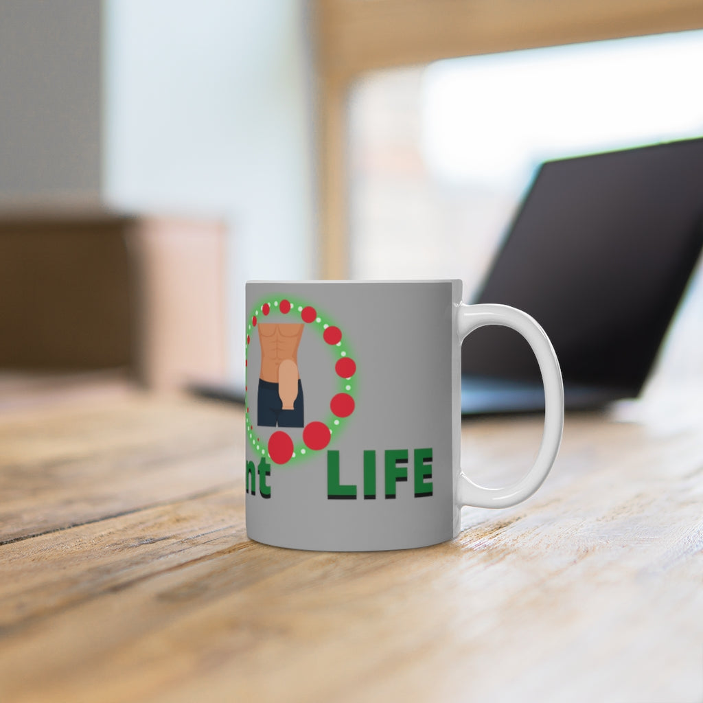 LIVIN' A BAGnificent LIFE White Ceramic Mug (male)