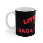 LIVIN' A BAGnificent LIFE White Ceramic Mug (female)