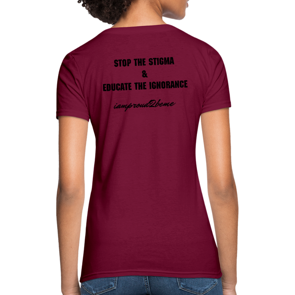 Women's T-Shirt Migraine Warrior Stop The Stigma - burgundy