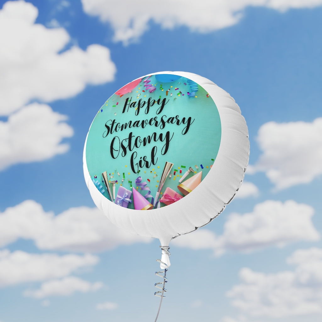 HAPPY STOMAVERSARY OSTOMY GIRL Mylar Helium Balloon