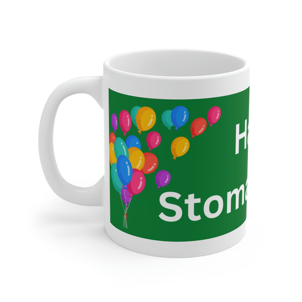 HAPPY STOMA-VERSARY White Ceramic Mug (green)