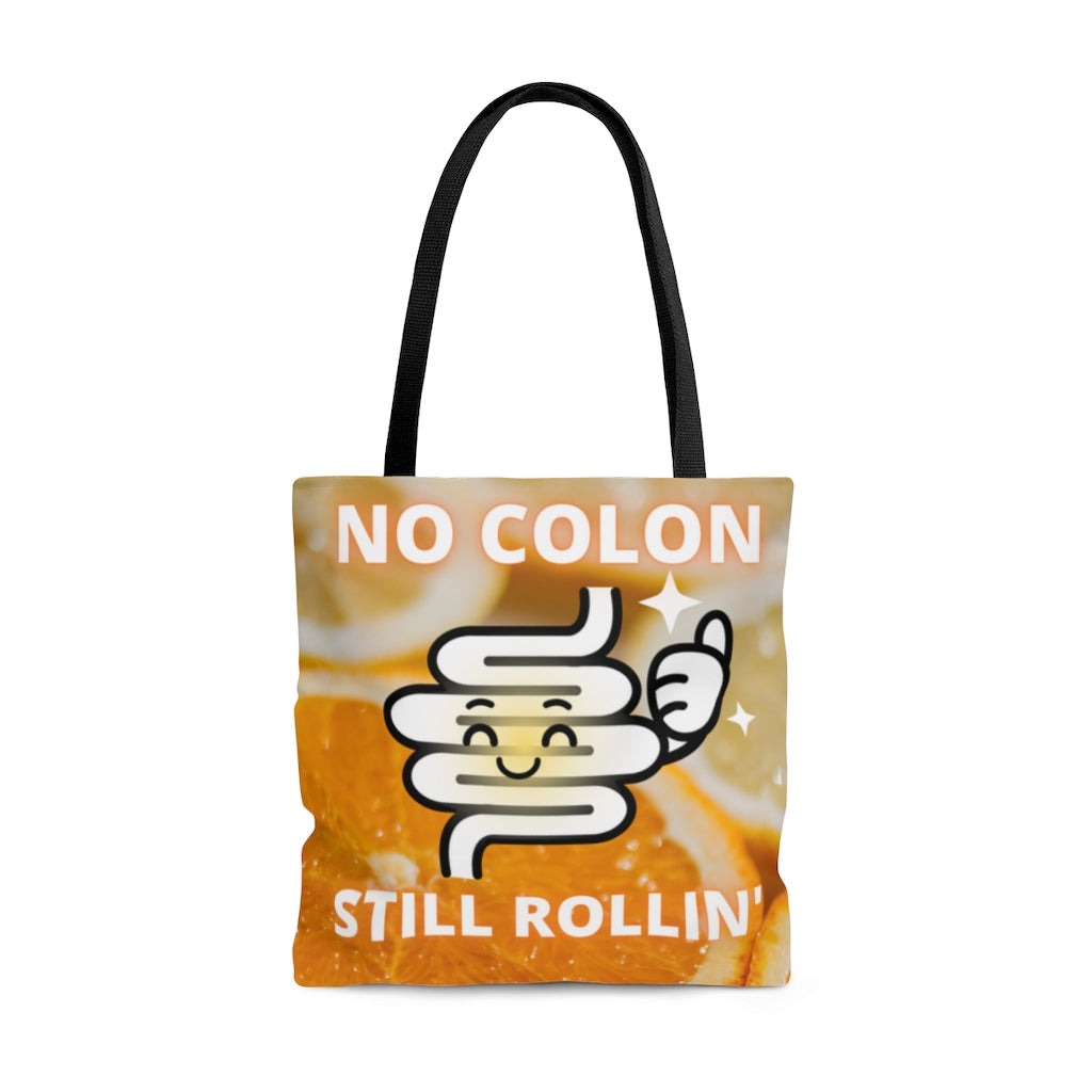 NO COLON STILL ROLLIN' Practical Tote Bag (orange pattern)