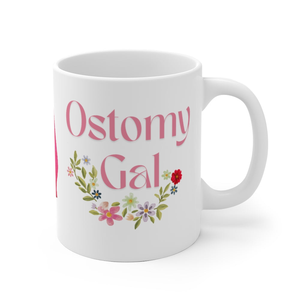OSTOMY GAL FLOWERS White Ceramic Mug