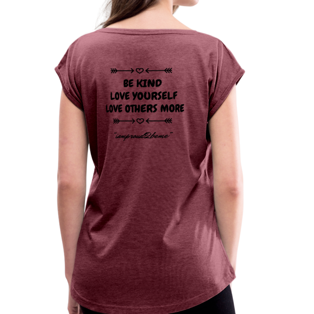 T-Shirt Womens Roll Cuff - heather burgundy