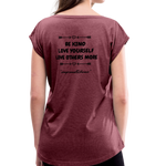 T-Shirt Womens Roll Cuff - heather burgundy