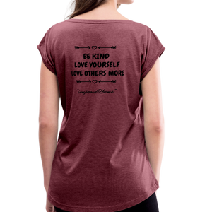 T-Shirt Womens Roll Cuff - heather burgundy