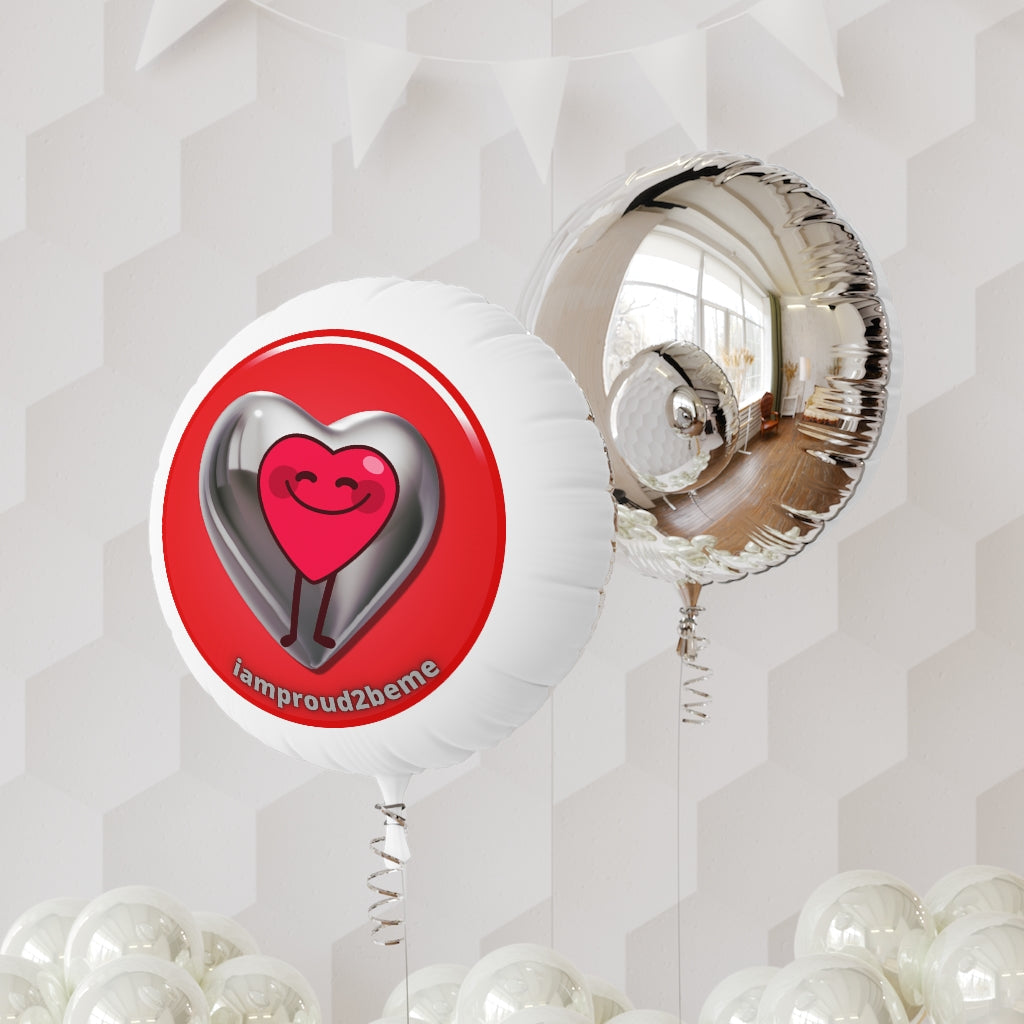 IAMPROUD2BEME HEART Mylar Helium Balloon (white)