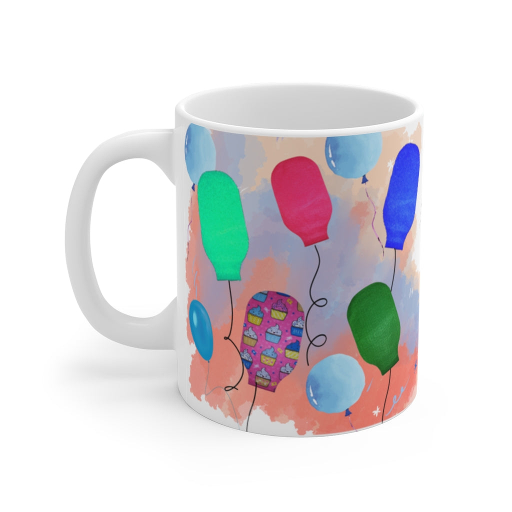 PARTY BAG BALLOONS White Ceramic Mug (white)