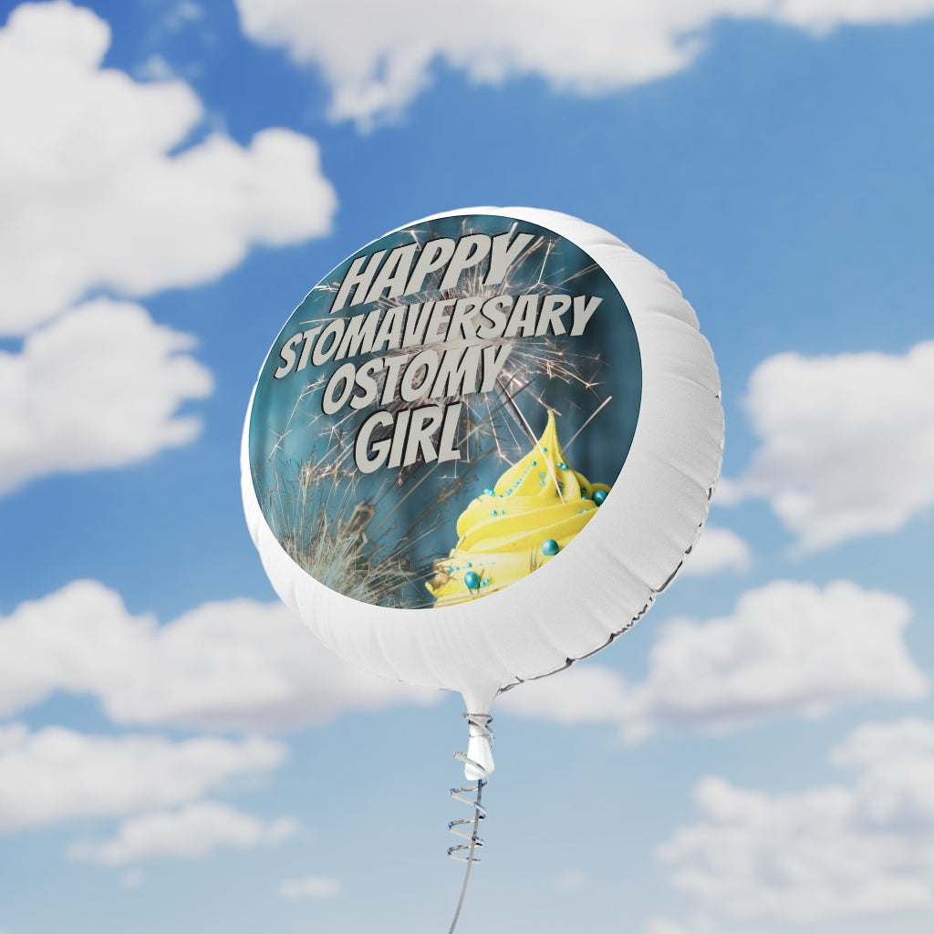 HAPPY STOMAVERSARY OSTOMY GIRL Mylar Helium Balloon