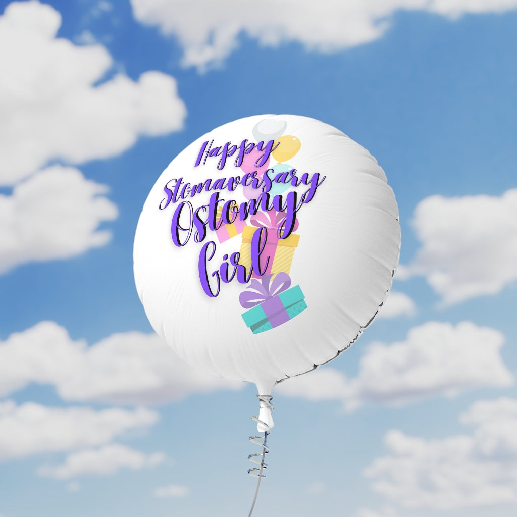 HAPPY STOMAVERSARY OSTOMY GIRL Mylar Helium Balloon