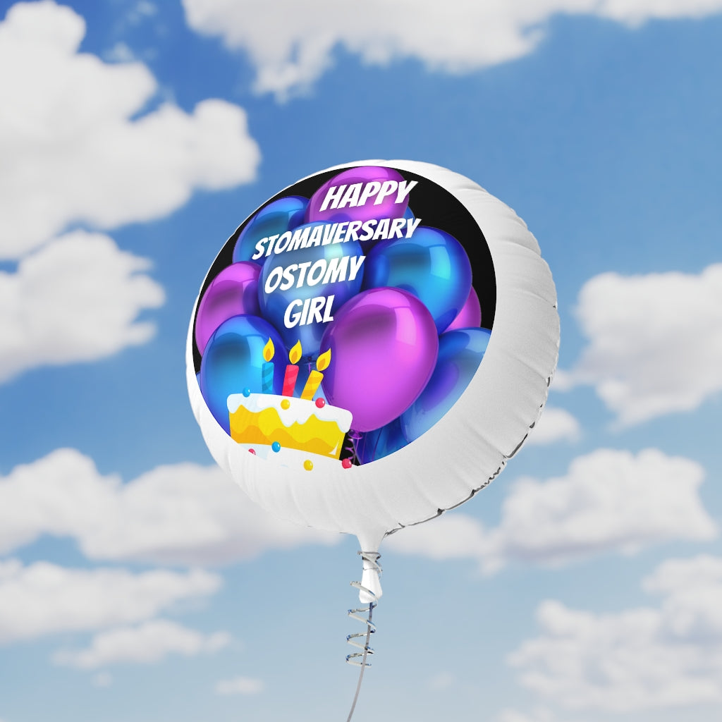 HAPPY STOMAVERSARY OSTOMY GIRL Mylar Helium Balloon