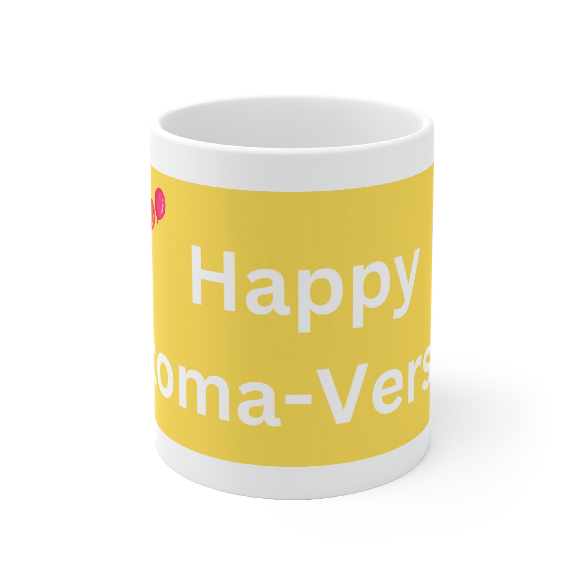 HAPPY STOMA-VERSARY White Ceramic Mug (yellow)