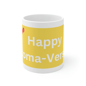 HAPPY STOMA-VERSARY White Ceramic Mug (yellow)
