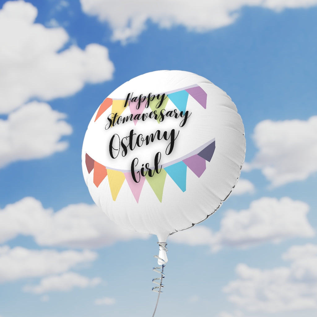 HAPPY STOMAVERSARY OSTOMY GIRL Mylar Helium Balloon