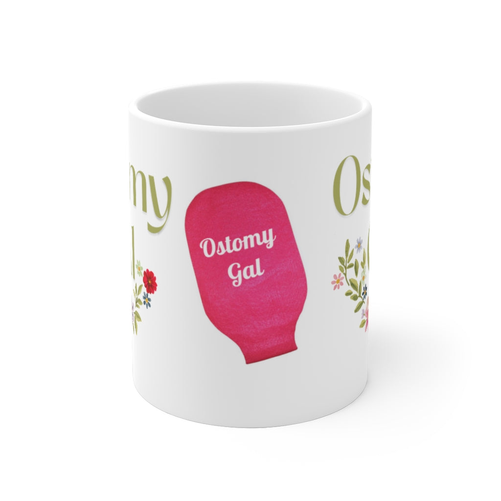 OSTOMY GAL FLOWERS White Ceramic Mug