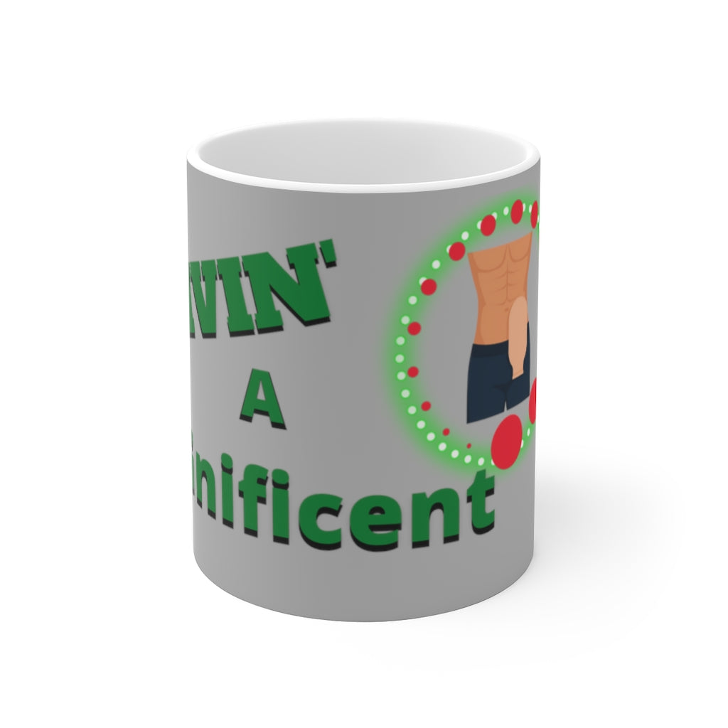LIVIN' A BAGnificent LIFE White Ceramic Mug (male)