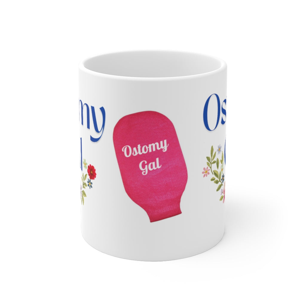 OSTOMY GAL FLOWERS White Ceramic Mug