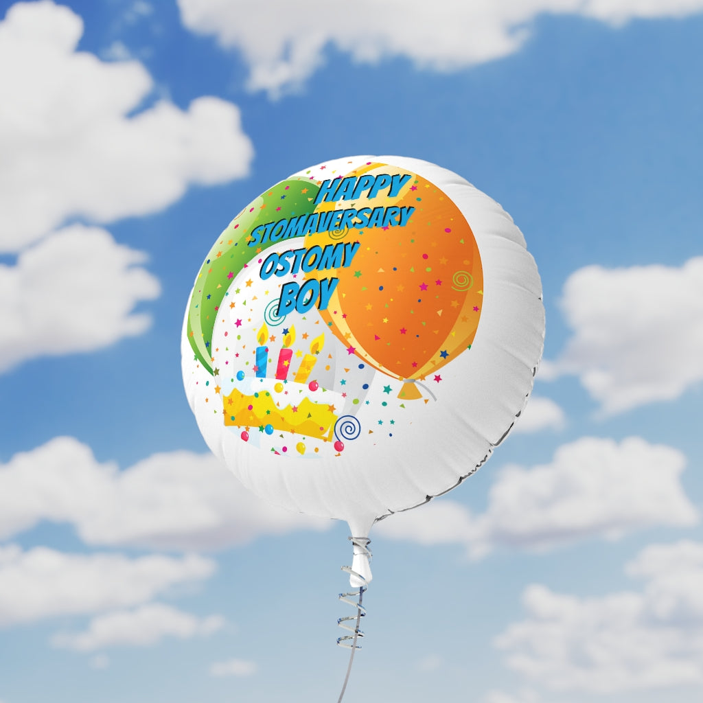 HAPPY STOMAVERSARY OSTOMY BOY Mylar Helium Balloon