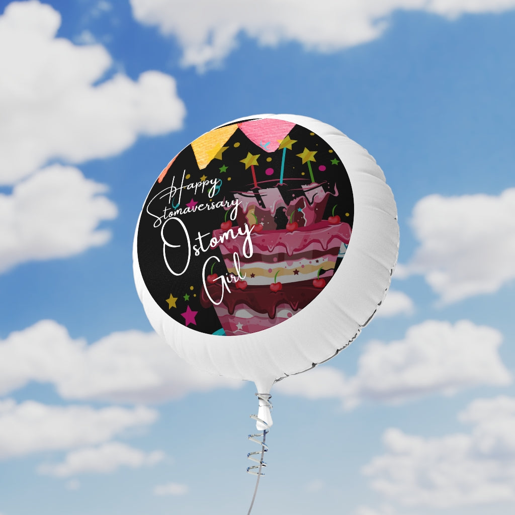 HAPPY STOMAVERSARY OSTOMY GIRL Mylar Helium Balloon