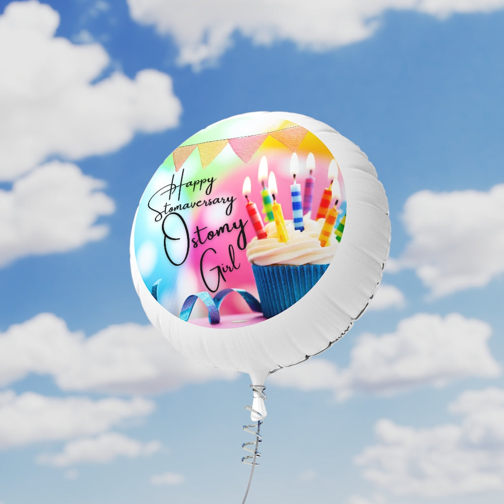 HAPPY STOMAVERSARY OSTOMY GIRL Mylar Helium Balloon