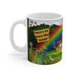 THERE'S NO PLACE LIKE HOME ON THE FARM White Ceramic Mug (black/yellow)