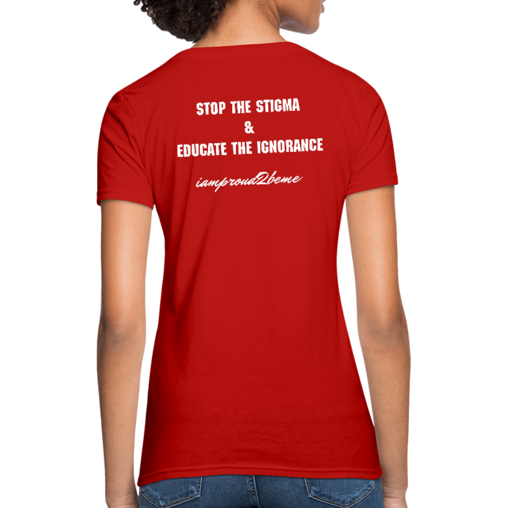 Women's T-Shirt Migraine Warrior Stop The Stigma - red