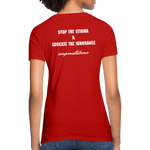 Women's T-Shirt Migraine Warrior Stop The Stigma - red
