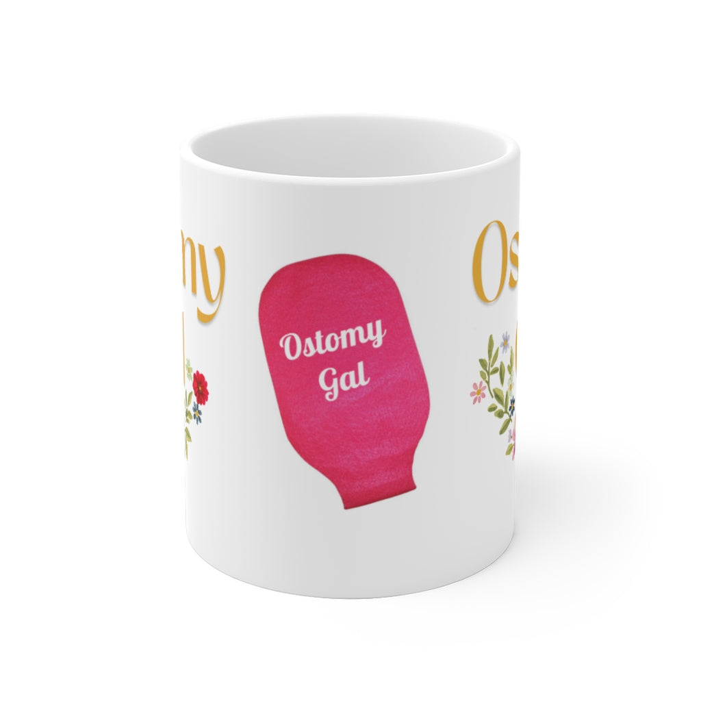 OSTOMY GAL FLOWERS White Ceramic Mug