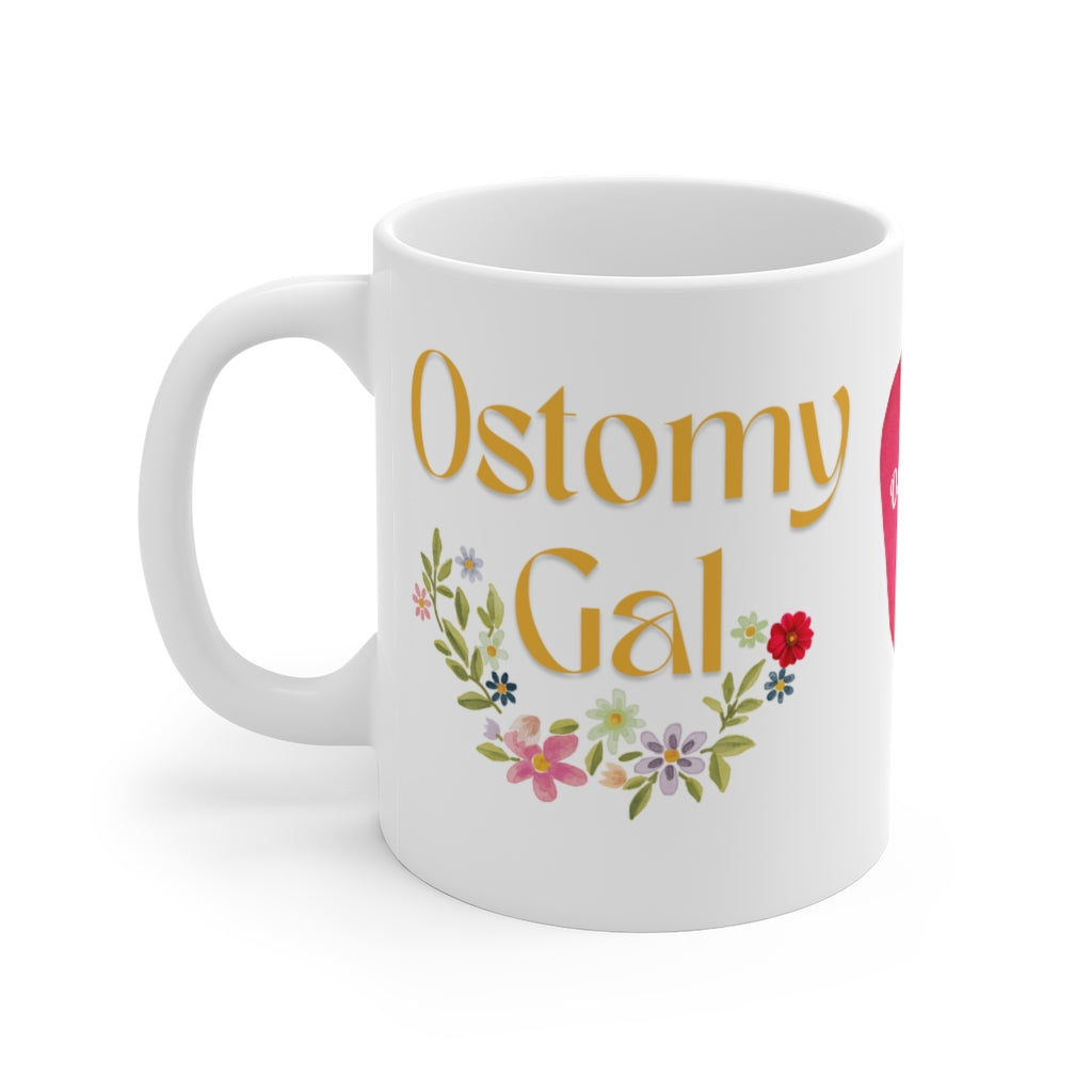 OSTOMY GAL FLOWERS White Ceramic Mug