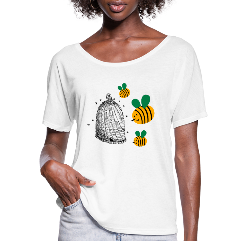 HONEY BEE Women’s Flowy T-Shirt - white