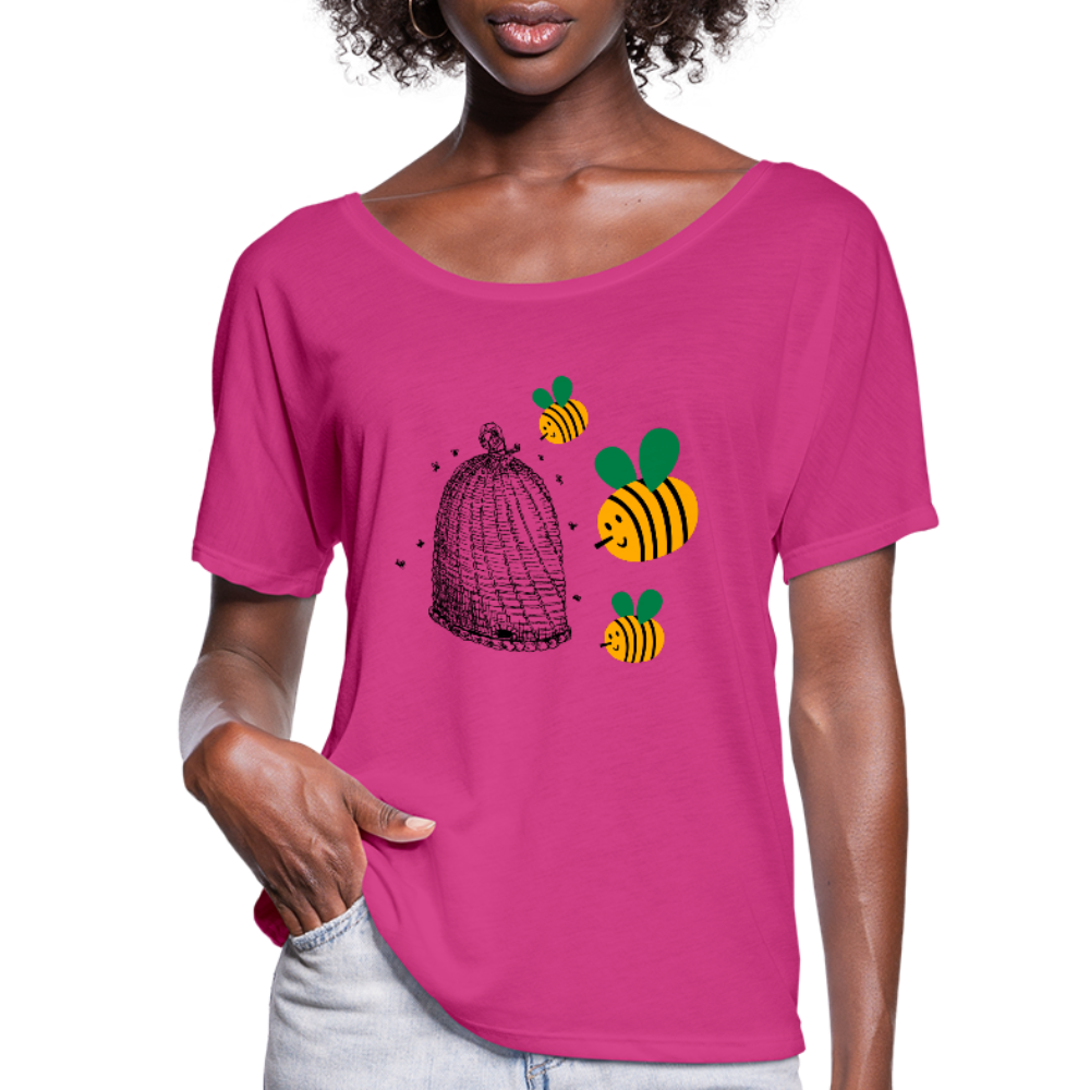 HONEY BEE Women’s Flowy T-Shirt - dark pink