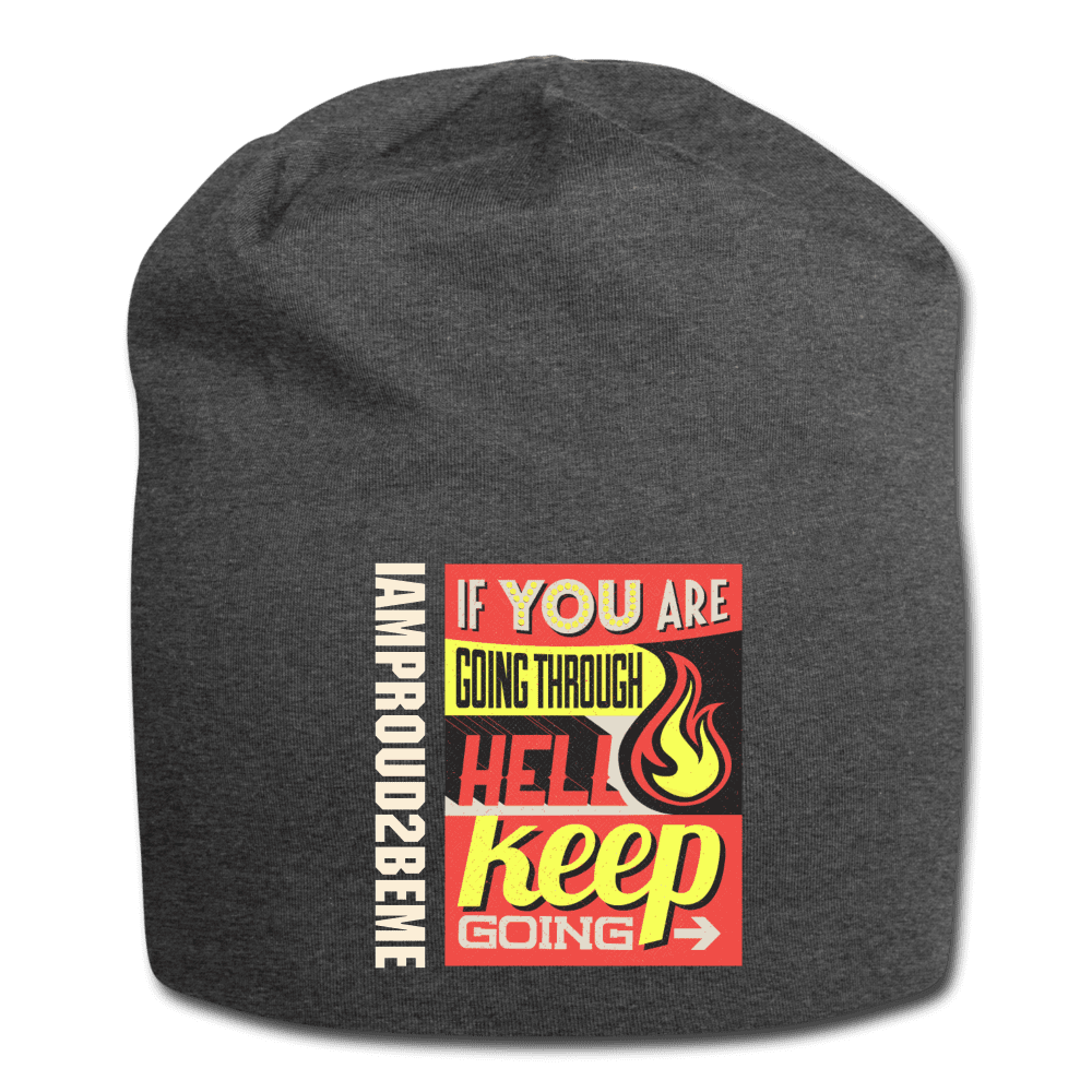 KEEP GOING Jersey Beanie - charcoal gray