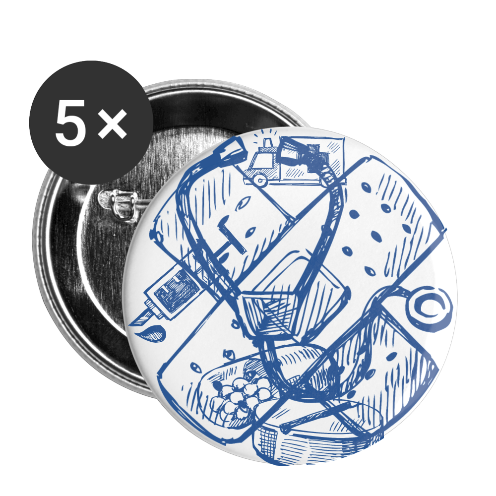 MEDICAL FIELD Buttons large 2.2'' (5-pack) - white