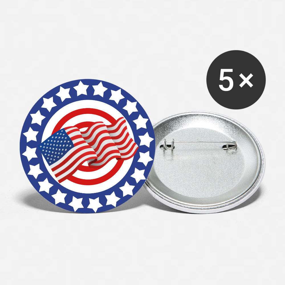 USA FLAG FULL CIRCLE (Buttons large 2.2'') (5-pack) - white