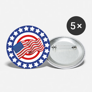 USA FLAG FULL CIRCLE (Buttons large 2.2'') (5-pack) - white