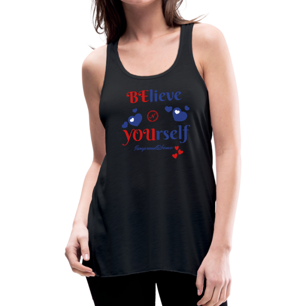 BElieve -n- YOUrself (Womens Flowy Tank) - black