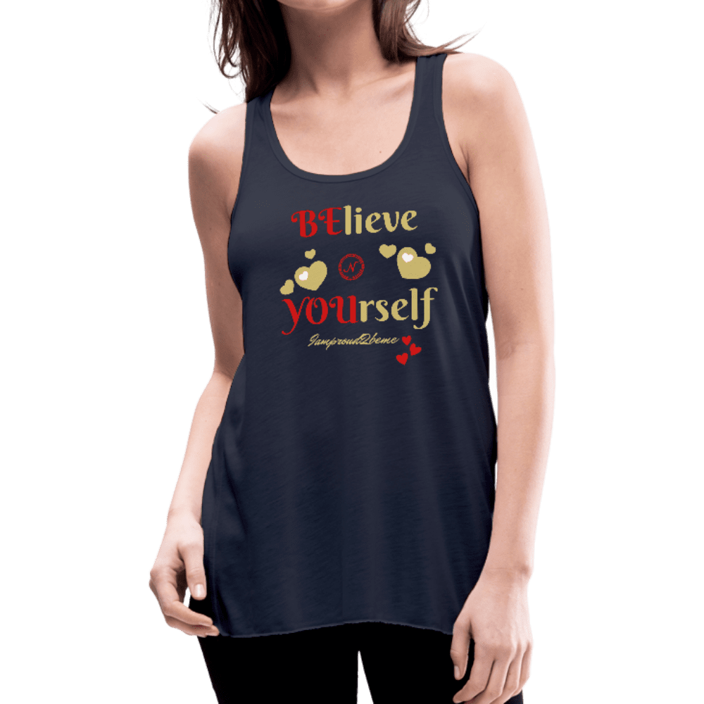 BElieve -n- YOUrself (Women's Flowy Tank) - navy