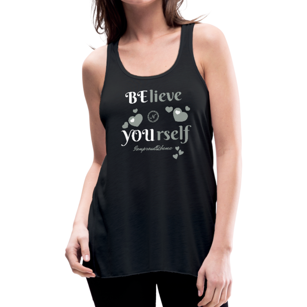 BElieve -n- YOUrself (Women's Flowy Tank Top) - black