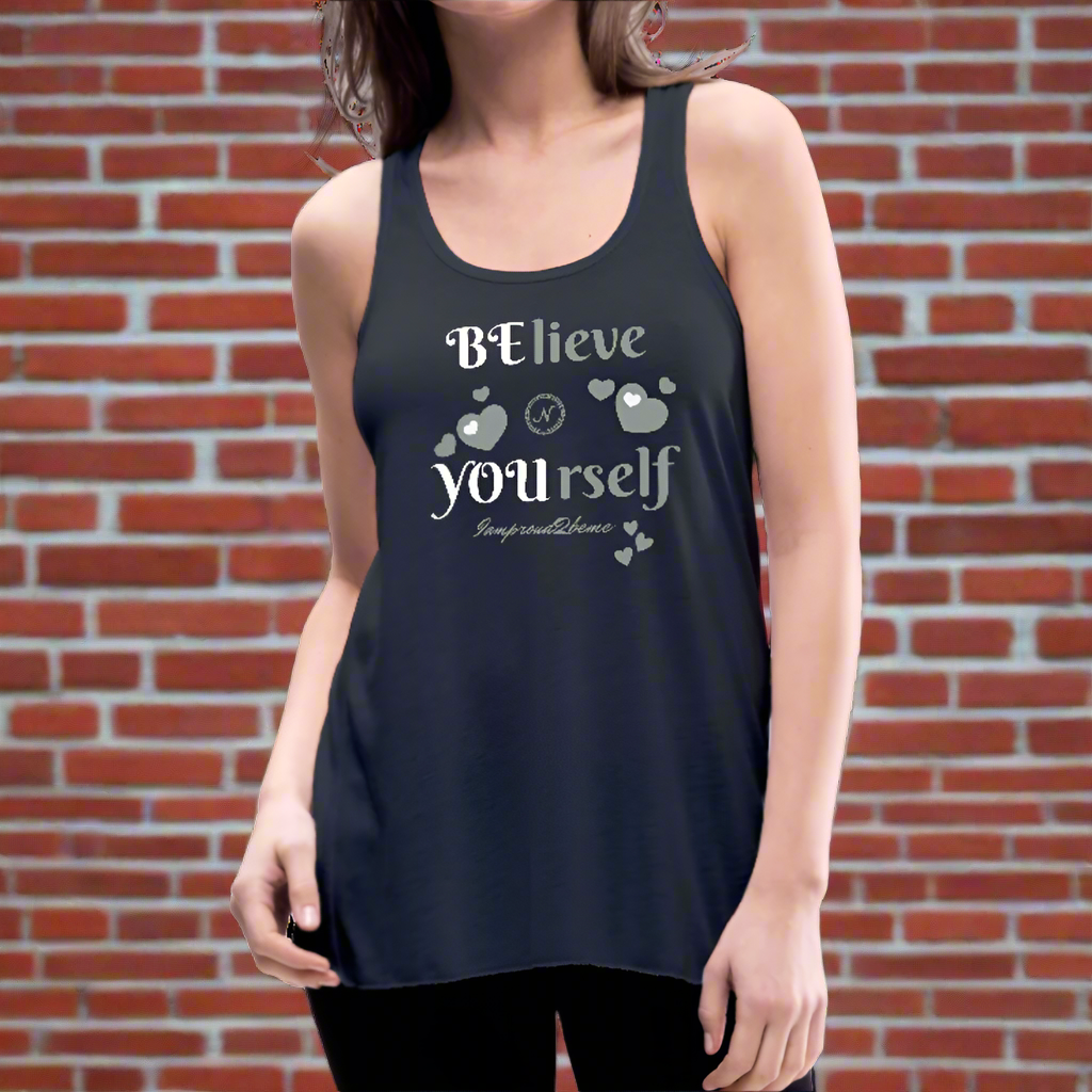 BElieve -n- YOUrself (Women's Flowy Tank Top) - navy
