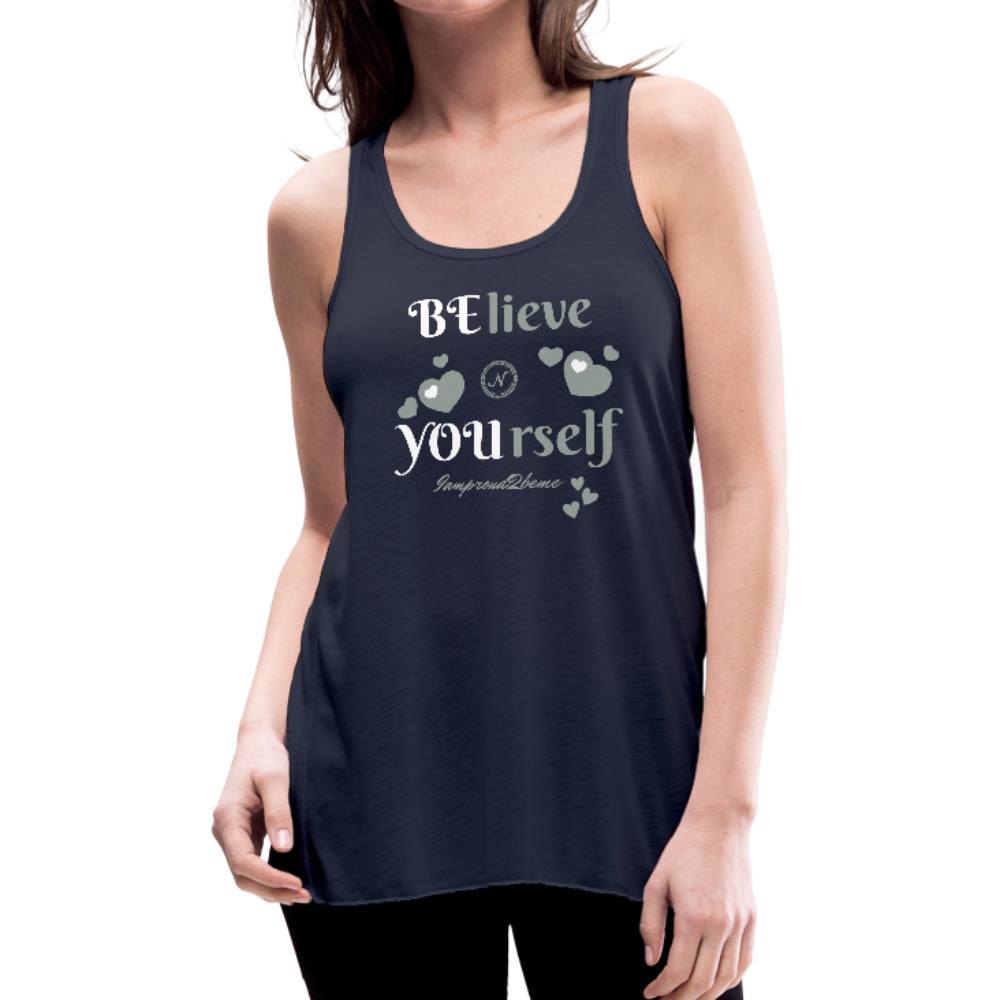 BElieve -n- YOUrself (Women's Flowy Tank Top) - navy