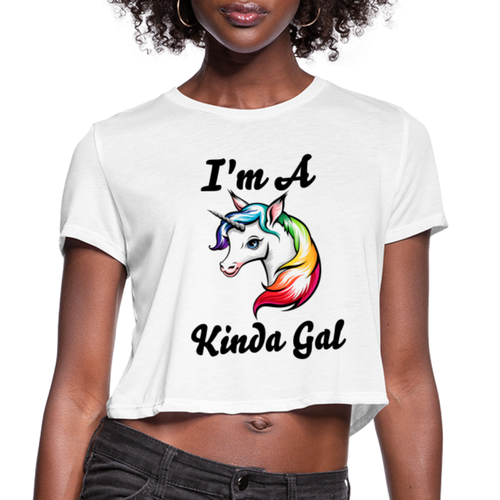 I'M A UNICORN KINDA GAL (Crop Top T-Shirt) - white