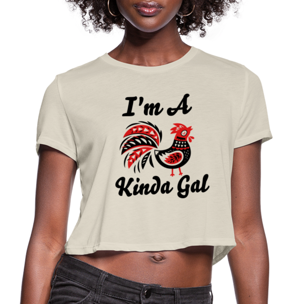 I'M A PROUD ROOSTER KINDA GAL (Crop Top T-Shirt) - dust