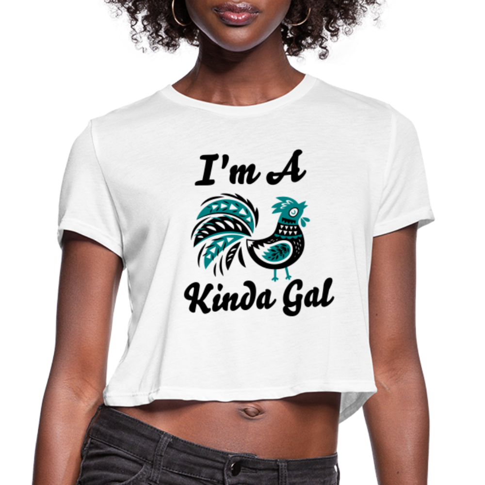 I'M A PROUD ROOSTER KINDA GAL (Crop Top T-Shirt) - white