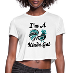 I'M A PROUD ROOSTER KINDA GAL (Crop Top T-Shirt) - white