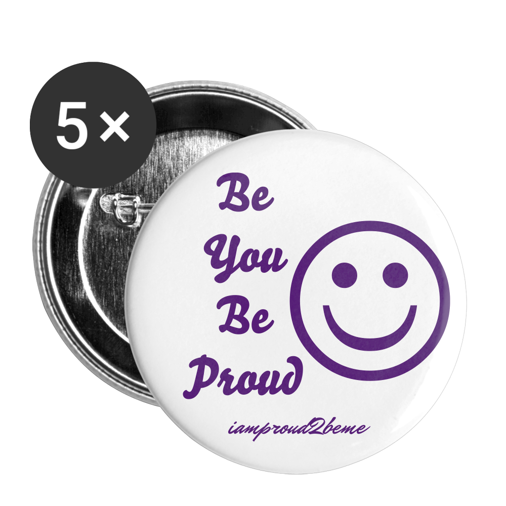 BE YOU BE PROUD Buttons large 2.2'' (5-pack) purple - white