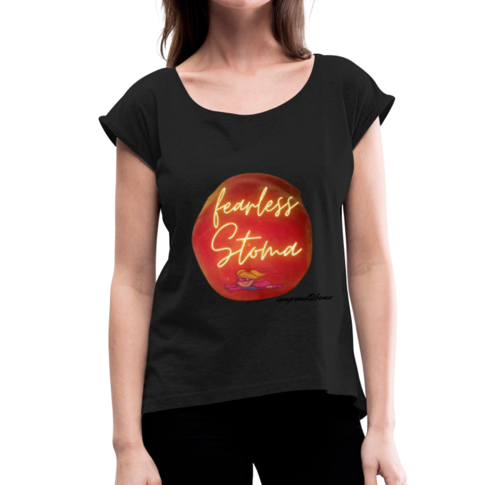 FEARLESS STOMA Roll Cuff T-Shirt (Adult) - black