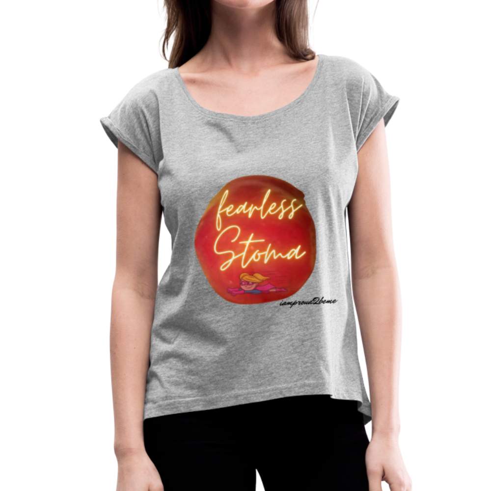 FEARLESS STOMA Roll Cuff T-Shirt (Adult) - heather gray